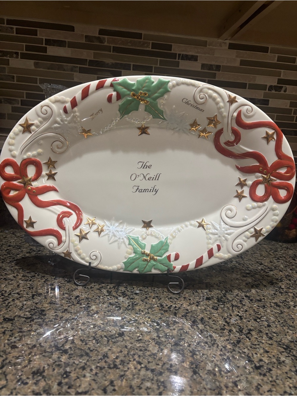 Lenox White, Red, Green and Gold Holiday Serving Platter